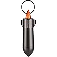 Aufew Tactical Pill Holder, Durable Metal Mini Pill Box with Keyring, Waterproof EDC Vitamin Case for Travel, Outdoor, Daily Use (Rocket Shaped, Grey)