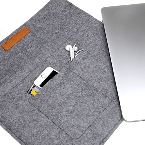 Inateck 15,4″ Macbook Pro Retina Filz Sleeve Hülle Ultrabook Laptop Tasche Speziell für Apple Macbook pro 15,4 Zoll entworfen [Größe: 39,5 cm x 26,5 cm, Verschluss mit Klettband, Farbe: Grau] - 4