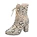 Produktbild R-Cors Damen Blockabsatz Kurze Stiefel Fashion High Heel Stiefel Seitlicher Reißverschluss rutschfeste Stiefeletten Short Booties Snake Leder Booties Schnürstiefel Lederstiefel