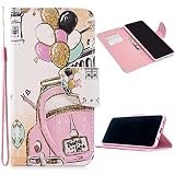 Miagon Full Body Cover Hülle für Samsung Galaxy S9,Bunt Muster Design PU Leder Handyhülle Klapphülle Schutzhülle mit Karten Steckfächern Standfunktion,Auto Ballon
