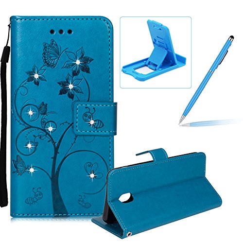 Diamant Housse en cuir portefeuille pour Samsung Galaxy J7 2017 J730, sangle, étui en cuir avec rabat pour Samsung Galaxy J7 2017 J730, Herzzer élégant Motif papillon Fleur fourmis élégant Housse de support magnétique avec emplacement pour carte Cash Intérieur doux TPU Coque