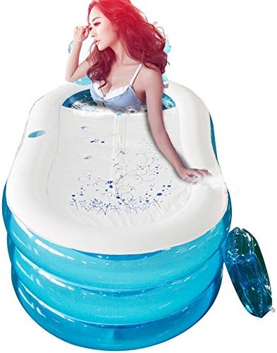 MBJZ Inflatable bath tub shower and bath barrel fold thick non-slip bath, blue,150*85*70cm