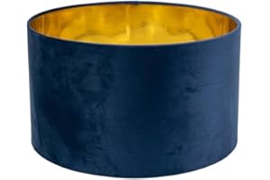 ValueLights | Reni Medium Pendant Shade with Navy Velvet & Gold Inner | Shades, Home Décor & Improvement Essential | 350mm Shade Width