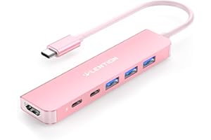 LENTION Hub USB C, Adaptateur USB C vers HDMI 4K, Port de Données USB C, 3 USB 3.0, 100W PD, Dongle USB C 6 en 1 Compatible MacBook Pro/Air 2023-2016, iPhone 15 Plus Pro Max, iPad, etc (Or Rose)