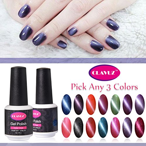 CLAVUZ (Pick Any 3 Colors) Magnetic Nail Polish Set Charming 3D Cat Eye UV LED Gel Nail Varnish Starter Tool Kits DIY at Home Gift Magic Sticker