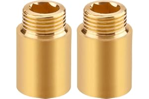 BEATIFIC 2 Stück Messing Hahnverlängerung 1/2 Zoll x 30 mm, DN15 Gewindeverlängerung, 1/2" IG x 1/2" AG, 30MM Messing Verlängerung Fitting, Anschluß Verlängerung für Trinkwasser und Heizung Installation