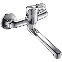 Wand Küchenarmatur Wandarmatur Wandmontage Spültischarmatur Küchen Wasserhahn Einhebelmischer mit 360° Drehbar Lange…