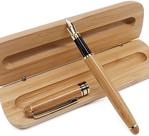 Bamboo pen with Syringe type cartridges and wooden storage box smooth nib for the ink writes flows And smoothly