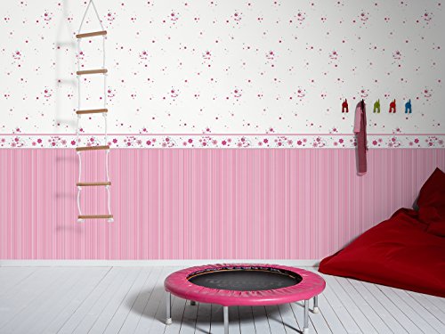Esprit Kids 219312 Bordüre Lucky Love, Vlies, telemagenta, rosa, reinweiß, staubgrau - 3
