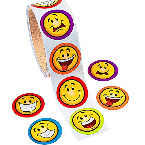 German Trendseller® – 100 x Smiley Sticker auf der XXL Rolle ┃ Grinse Gesichter ┃ Mitgebsel ┃ Diese Coolen Smileys kann man Super Stickern - 2