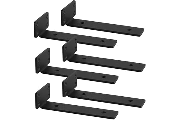 6 stycken hyllkonsoler 25 cm svart tung lastvinkel hyllvinkel metall