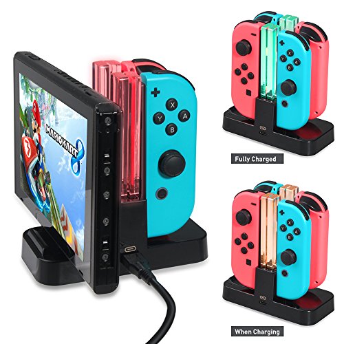 DOBE Ladeständer Kompatibel mit Nintendo Joy-Controller, Controller Lade-Docking-Ständer, Pro Controller Ladegerät mit LED-Anzeige und Typ C USB-Kabel für Nintendo Switch-Konsole