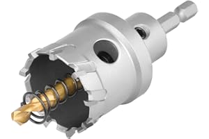 GUOQEE 25mm Tungsten Carbide Tipped Hole Saw, Quick Change Hex shank, Heavy Duty TCT Hole Cutter with Titanium Pilot Drill Bit for Hard Metal, Stainless Steel, Iron, Copper, Brass, Plastic