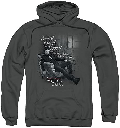 The Vampire Diaries Be Yourself Mens Pullover Hoodie Charcoal MD