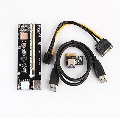 Crysle 6pin PCI-E 1X to 16X Express Mining Extender Riser Card Adapter with 60cm USB 3.0 Power Cable