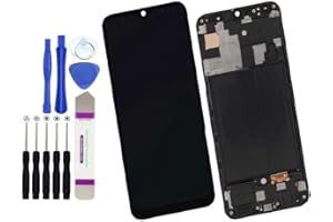 i INDIVITEM'S Display Für Samsung A50 2019 A505 A505F SM-A505f LCD Bildschirm Ersatz Digitizer Touchscreen mit Werkzeug OLED (Nicht für A50s) Schwarz mit Rahmen Fingerabdruckfunktion unterstützt