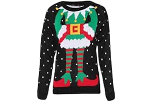 HAAS TRADING® Women's Knitted Christmas Jumpers – Unisex Adults Snowflake Reindeer Xmas Rudolph Nose Funny Elf Joker Sweater Merry Christmas Novelty Sweatshirts Top Plus Size S-2XL