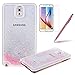 Produktbild Galaxy Note 3 Glitzer Hülle - Felfy Samsung Galaxy Note 3 S III Fashion Sparkly Glitter Bling Kleine Pink Liebe Herz Stil Haut Tasche Back Case Cover Etui + 1x Stylus Touch Pen + 1x Displayschutzfolie