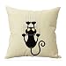 Produktbild Drucken Kissen Fall Sofa Taille Kissen Fällen Kissen Cover Home Decor Kissenbezug EUZeo (45X45CM, Weiß-Cat)