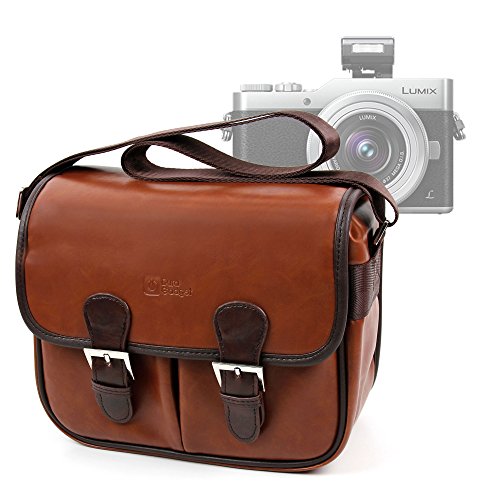 Duragadget Sacoche Aspect Cuir Marron pour Nikon D5600  Panasonic GF9   Lumix DC-FZ82   DC-GX850   DMC-FZ80 HZ82  G DC-GX800 appareils Photo