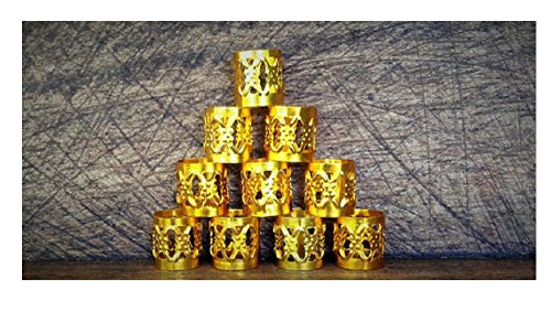 10 GOLD DREADLOCK HAIR CUFFS Bead Tube Dreads Braids Plaits