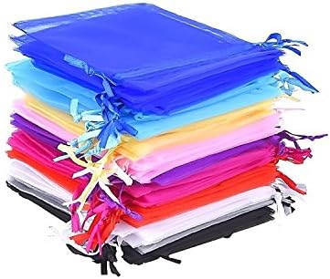 Skroad 50 Pieces 10 Colors Multi-Colored Organza Gift Bags Wedding Party Favor Bags Jewelry Pouches Wrap, 5.9 x 3.9 Inchs