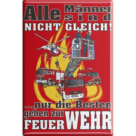 Magnet mit Motiv - Nur die Besten gehen zur FEUERWEHR - Retro Vintage