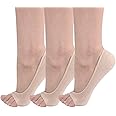 Exceart 3 Pairs of Peep Toe Socks Open Toe Socks Invisible Liner Breathable Liner Socks No Show with Nonslip Gel Heel Grip (Skin Color)