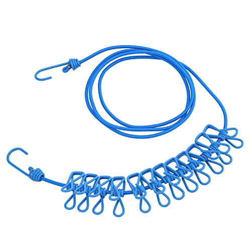 niceEshop(TM) Reise Wäscheleine mit 12 Beschichteten Klammern