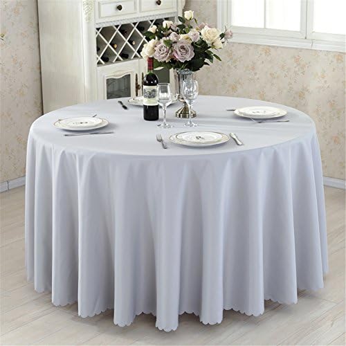 Thickened Ployester Solid Round Tablecloth for Wedding Redtaurant Party, Grey