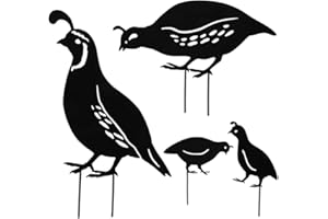 LIN'S WOOD 4 Pieces Metal Quails Garden Metal Stakes, Hollow Garden Animal Ornament, Outdoor Decorative Stake Accessories And Lawn Ornaments - Ornamental Gardening Stakes For Decoration. (Black quails)