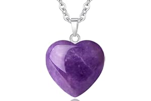 ‎XIANNVXI XIANNVXI Kristalle Amethyst Kette Liebe Herz Anhänger Amethyst Heilstein Halskette Damen Silber Heilung Kristall Edelsteine Reiki Schmuck Valentinstag Geschenke