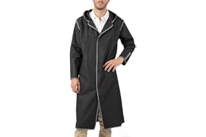 PERLETTI Imperméable Homme Femme avec Capuche - Coupe Vent Garçon Fille Détails Réfléchissants - Poncho Pluie Dame Monsieur Coupe Vent - Veste Manteau Adulte Taille S M L Randonnées