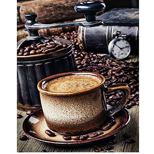 GAGALAM Erwachsene Malen Nach Zahlen Kaffee Und Kaffeebohnen DIY Handgemaltes Ölgemälde 50x60cm
