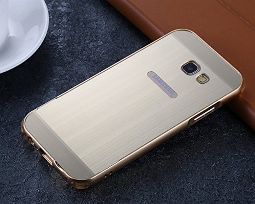 Funda Samsung Galaxy A3 2017  LXHGrowH a Prueba de Golpes Aluminio Metal Bumper y PC Contraportada protectora Carcasa para Samsung Galaxy A3 2017 A320 Color Oro