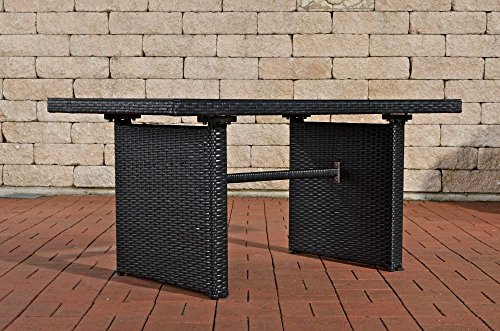 CLP Poly-Rattan Garten-Tisch FISOLO ca 140 x 80 cm, Höhe: 66 cm, ALU-Gestell, Glasplatte 5 mm Sicherheitsglas schwarz - 4