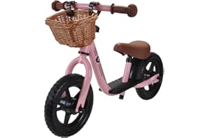 ‎BANDITS & ANGELS Bandits & Angels Laufrad aus Metall mit Weidenkorb ab 2 Jahren – Lauflernrad – Verstellbarer Sattel 29 bis 39 cm – für Jungen und Mädchen – niedriger Einstieg mit Trittbrett