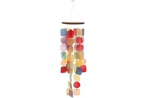 HAB & GUT -HA0P2- Carillon à Vent Multicolore en Nacre, 63 cm, décoration de fenêtre, Mobile pour décorer fenêtre, terrasse et Balcon