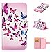 Produktbild Nancen Apple iPod Touch 5 / Touch 6 (4 Zoll) Handyhülle, Bunt Nette Muster Flip Etui Case Cover Lederhülle PU leder Folio Bookstyle Schutzhülle mit Standfunktion, Brieftasche und Karte Tasche [Rosa Schmetterling]