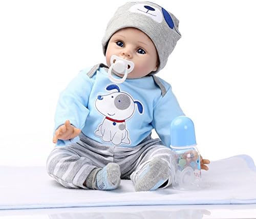 NPK Cute Realistic Reborn Baby Doll 22 Inch 55cm Newborn Baby Child's Soft Silicone Toy Birthday Gift For Kids Present Set