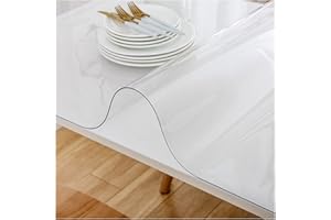 LAVOUP Table Protector 90 x 160 cm Clear 1.5mm PVC Wipeable Table Cover Cloth Waterproof For Home Kitchen 35.4 X 62.9 Inch (Transparent, 90 x 160 cm)