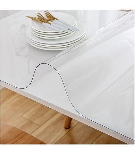 SCHUTZ-FUX Tafelfolie, 2 mm transparant, tafelbescherming met schuine rand, doorzichtig tafelkleed, afwasbaar, verschillende maten, op maat, Made in Germany (80 x 150