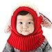 Cute Winter Baby Kids Girls Boys Warm Knit Woolen Coif Hood Collar Scarf Caps Hats (Red)