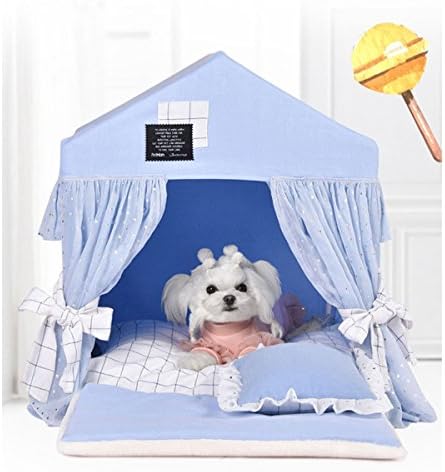 shanzhizui Pet House Villa kennel Cat nest Small and medium dogs Princess Dog House Four seasons available Removable and washable Pet dog house, blue