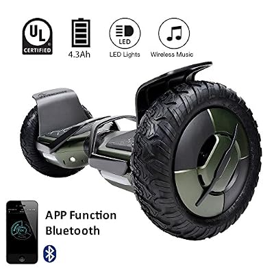 EVERCROSS Hoverboard Phantom 10" Skateboard Éléctrique Batterie Samsung Smart Scooter Contrastes Couleurs Gyropode Auto-équilibrage avec Bluetooth (Vert)