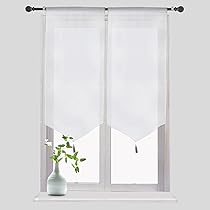 Yunsurey Rideaux Romains Transparents Brodés à Fleurs Blanches Pour Petite Fenêtre, Rideaux Réglables Pour Salon, Salle De Bain, 1 Panneau De 140 X 99 Cm (l X L