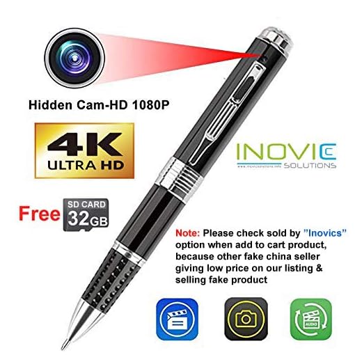 Inovics Spy 4K Pen Camera with 1920px HD Video Audio Recording 12 Mega Pixel Lens with 16 GB Memory Card for Long Time Recording No Light Flashes While Recording