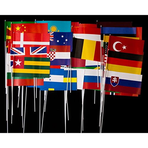 50 verschiedene Länder-Papierfähnchen im Set - bunt gemischt
