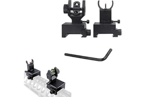 APLUSGEAR Flip-up Folding Front and Rear Fibre Optic Iron Sight for 21mm Picatinny Rails, with/Without Adjustment Tools