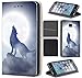 Price comparison product image Coverfix Premium Samsung Galaxy A5 (Model 2017) A520 Flip Cover Synthetic Leather Flip Case Mobile Phone Cover 1123 Wolf Mond Blau Weiß